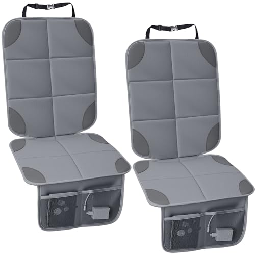 Aurelema 2 Pcs Car Seat Protector with Non-Slip Backing and Mesh Pockets 600d Fabric Child Car Seat Covers Waterproof, Durable for Baby and Pet, Sedan SUV Truck (Gray) - color: Gray