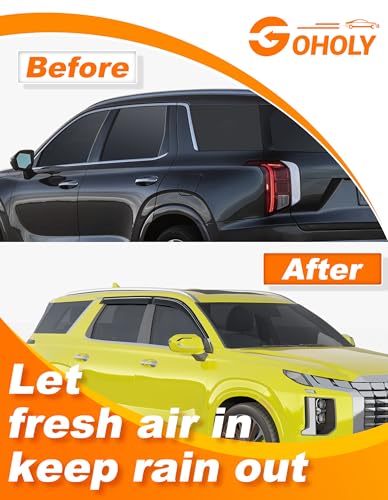 Extra-Thick Window Rain Guard for Hyundai Palisade 2020-2025 SE SEL XRT Rain Guards Tape-on Side Window Visors Low Profile Vent Visor Window Deflectors Vent Shades Car Accessories - size: Fit for 2020-2025 Hyundai Palisade