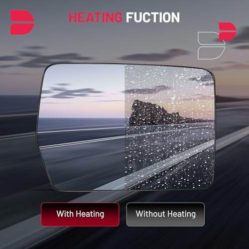 BDFHYK Mirror Glass Compatible with F150 2004-2014 Side View Heated Convex Mirror Glass with Backing Plate, Replaces 4L3Z-17K707-DA, 4L3Z17K707DA, Heated (Right Side) - size: Right Passenger Side, style: 2004-2014 F-150