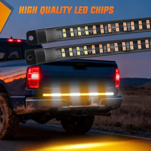 Nilight 60 Inch Emergency Strobe Light Strips with Controller, 384LED Flashing Warning Hazard Safety for Rear Window Tailgate on Truck Trailer Construction Plow Pickup Tow SUV Vehicles, Amber White - color: 60" Tailgte Strobe w/ Controller Amber White