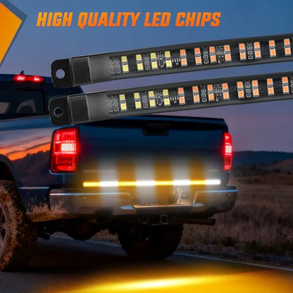 Nilight 60 Inch Emergency Strobe Light Strips with Controller, 384LED Flashing Warning Hazard Safety for Rear Window Tailgate on Truck Trailer Construction Plow Pickup Tow SUV Vehicles, Amber White - color: 60" Tailgte Strobe w/ Controller Amber White