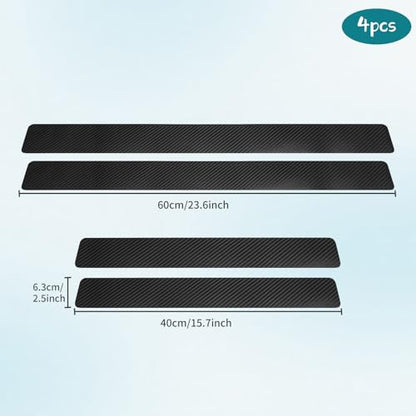 Bilisin 4PCS Car Door Sill Protector,3D Carbon Fiber Anti-Scratch Auto Threshold Cover Strips,Universal Door Entry Edge Guard Protectors for Car SUV Truck Interior Accessories(Black)