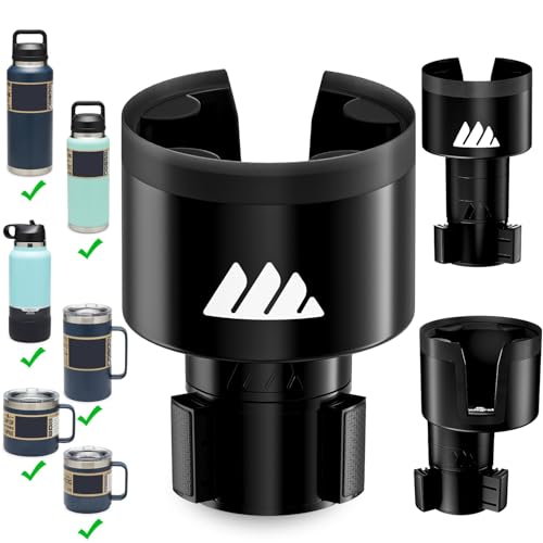 [Upgraded] Integral Ultimate Car Cup Holder Expander - Adjustable Base - Organizer & Expander for Vehicles - Compatible with Mugs, Yeti 14/24/36/46oz, Rambler, Hydro Flasks 32/40oz, 3.4"-4.0" Bottles - color: Black, size: 1pack