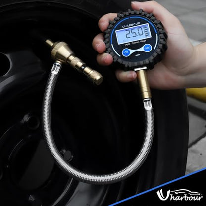 4X4 Rapid Air Down Tire Deflator with Digital Gauge (0-100PSI) ， 2.5" Easy Read Glow Dial & Solid Brass Hardware-Automatic Tire Air Down Tool for Jeep, Truck or ATV