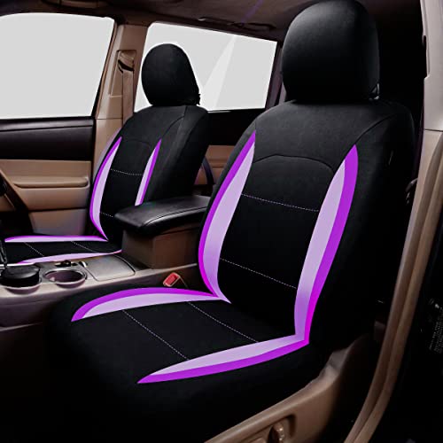 Flying Banner Car Seat Covers Front Seats Rear Bench Polyester car seat Protectors Easy installations Rear Bench Split Classic Man Lady Truck - color: Black Purple & Light Purple