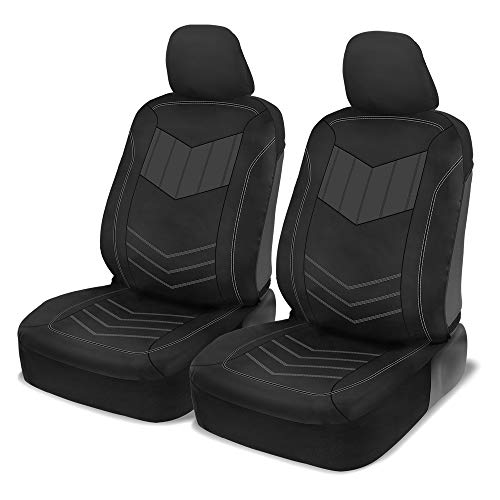 Motor Trend Super Sport Gray Faux Leather Seat Covers, Front Seats – Modern Two-Tone Design, Easy to Install Seat Protectors, Interior Covers for Car Truck Van and SUV - color: Gray
