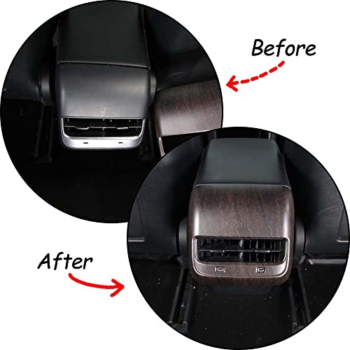 Rear Air Outlet Vent Trim Cover,Rear Air Condition Vent Cover Trim,Rear Center Console Air Vent A/C Cover Trim for Tesla Model 3 & Model Y 2017-2021 (Oak Grain) - color: Oak Grain