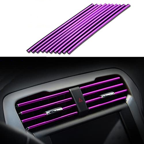 Car Air Conditioner Vent Outlet Trim Strip DIY Decoration Chrome Trim Strip Line Car Shiny Accessories 10PCS (Purple) - color: Purple