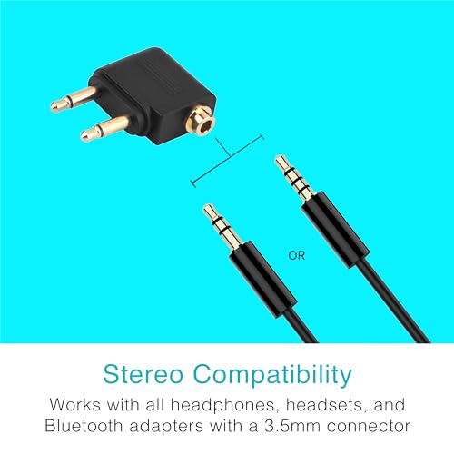 MEE Audio Connect Air in-Flight Bluetooth Wireless Audio Transmitter, with Extra Dual 3.5mm Jack AUX Adapter, for up to 2 AirPods/Other Headphones; Works with All 3.5mm Aux Jacks, Black - color: Black, style: Connect Air Bundle