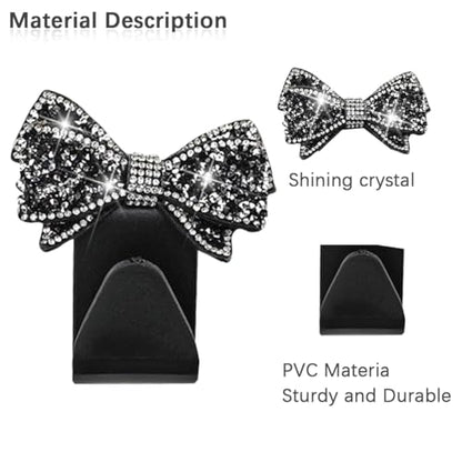 Zpana Bling Car Headreat Hook, 2PCS Crystal Rhinestone Cute Bow Vehicle Seat Back Hanger Storage for Purses Bags Grocery, Diamond Auto Rear Seat Organizer, Universal for SUV Truck Sedan (Gold) - style: Gold/2PCS
