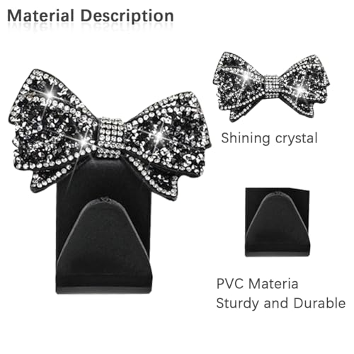 Zpana Bling Car Headreat Hook, 2PCS Crystal Rhinestone Cute Bow Vehicle Seat Back Hanger Storage for Purses Bags Grocery, Diamond Auto Rear Seat Organizer, Universal for SUV Truck Sedan (Red) - style: Red/4PCS