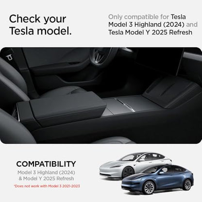 Spigen Center Console Organizer for Tesla Model Y Juniper (Only Premium & Performance 2026) and Model 3 Highland (Standard, Premium & Performance 2024/25/26) with Smooth Slide Technology - [Sliding] - size: Center Console Organizer