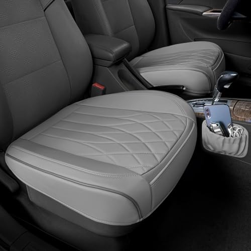 BEITK 2 Pack Leather Front Car Seat Cover Bottom Car Seat, Universal Anti-Slip Driver Car Seat Protectors with Storage Pocket, Waterproof Bottom Auto Seat Cushion Pad Mat for Most Vehicles(Gray) - color: cushion pair gray