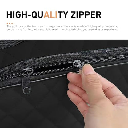 Car Trunk Storage Bag, Leather Hanging Organizer, Multi-Purpose Auto Trunk Bag for Tools, Accessories & Emergency Kits, Universal for Most Cars (Black)