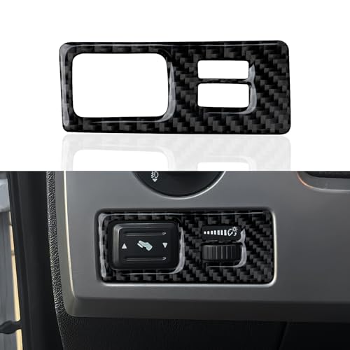 Car Dash Headlight Switch Panel Carbon Fiber Decal Interior Trim Cover Accessories for Ford F150 2009 2010 2011 2012 2013 2014 （Style B - color: Headlight Switch Panel, B