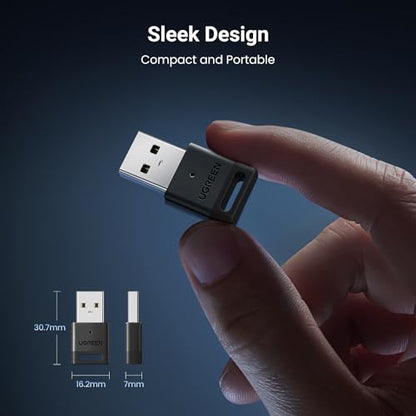 UGREEN USB Bluetooth 5.3 Adapter for PC, Plug & Play for Windows 11/10/8.1, Bluetooth Receiver & Transmitter for Keyboard/Mouse/Headphone/Speakers/Printer