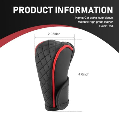 Car Leather Gear Shift Cover, Anti-Slip Dustproof Gear Shifter Stick Protector with Diamond Embroidery, Shift Knob Cover for Lever Protection, Universal for Cars,Trucks,SUVs (Red) - color: Red