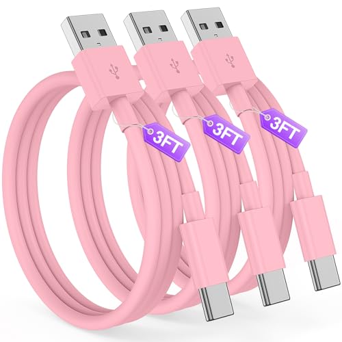 Essri Car CarPlay Cable for iPhone 17, 16, 15 USB C Charger Cord, 3-Pack 3FT USB A to USB C Charging Cable for Apple iPhone 17/17 Pro/Air/16e/16/15 Pro Max/Plus Cord, for iPad Pro/Air,Pink - color: Pink, size: 3 FT+3 FT+3 FT