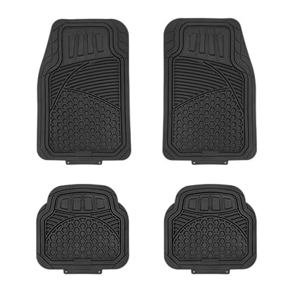 Amazon Basics Heavy Duty Thick PVC Car Floor Mats, Anti-Slip, Easy to Clean, Universal Trim-to-Fit All-Weather for Automotive SUV Sedans Trucks, 4-Piece, Solid Black