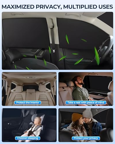 for Audi Q7 2016-2019 Car Window Shades, 8pcs Privacy Sun Shade Set for Front Windshield Side and Rear Windows, Full Window Covers Keeps Vehicle Cool for Camping Napping - size: For Audi Q7 2016-2019