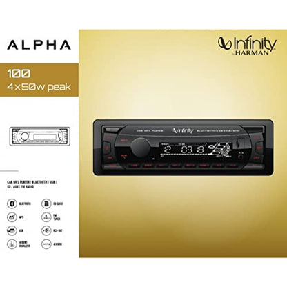 Infinity Alpha 100 Single DIN Bluetooth USB/AUX SD FM Radio MP3 Player Digital Media Car Receiver