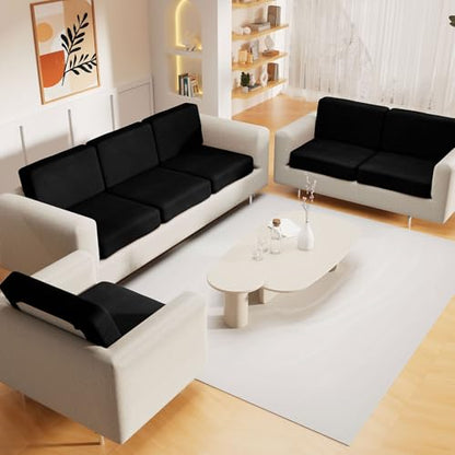 hyha Waterproof Sectional Couch Covers, Non Slip Sofa Couch Cushion Covers L Shape, Thick Stretch Jacquard Fabric, Washable Sofa Slipcovers with Elastic Bottom (1 Piece for Chaise, Black) - color: Black, size: Chaise