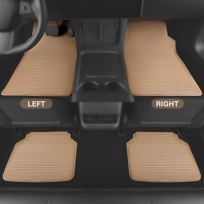 CAR PASS Tan Rubber Car Floor Mats & Cargo Liners, All Weather Car Mats & Trunk Mats,Waterproof Automotive Floor Mats Trim to Fit for Most Cars Sedans SUVs Vans, Durable Heavy Duty Anti-Slip,Beige - color: Beige with cargo liner