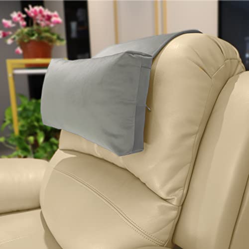 Non-Slip Head Pillow for Recliners - Neck Support Cushion with Velvet Cover for Pain Relief at Home, Office and Travel (Light Gray) - color: Light Gray