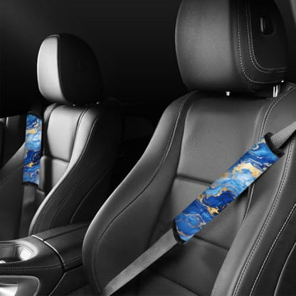 2Pcs Soft Auto Seat Belt Cover Pad Marble Texture Colorful Car Seatbelt Shoulder Cushion for Comfortable Driving, Compatible with All Cars' Seatbelt and Backpack Straps - color: Marble