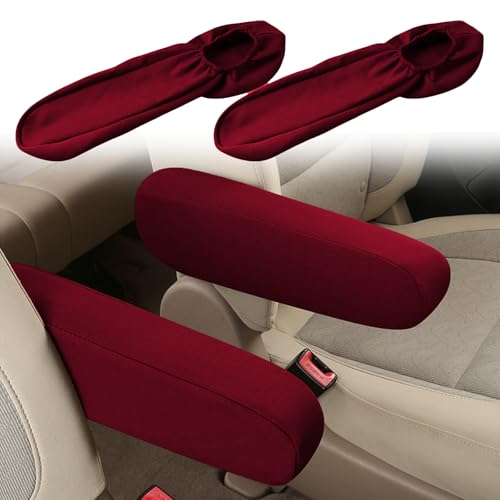 2PC Car Front Seat Armrest Covers,Universal Size Seat Arm Rest Cover,Flat Cloth Fabric Armrest Cover,Car Interior Accessories(Wine Red,1Pair) - color: Wine Red-2PC