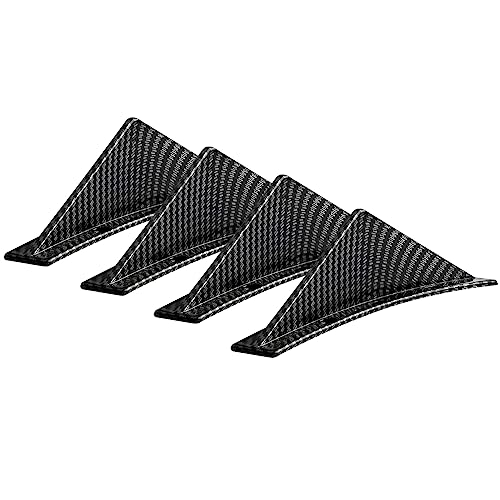 4pcs Car Rear Lower Bumper Wing Lip Diffuser, Anti-Crash Accessories Spoiler Shark Fin Protector, Rear Bumper Splitter Lip Wing with Screw, Universal Auto Decoration for Car SUV Truck - style: Curved/Carbon Fiber