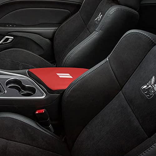 BOYUER for Dodge Challenger 2015 2016 2017 2018 2019 2020 2021 2022 2023 Center Console Cover Armrest Leather Pad Cover Automatic Car Interior Decoration Accessories（Black and Red） - color: Black and Red