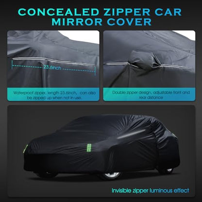 Car Cover Waterproof All Weather for Automobiles, Size A3 Universal Fit for Sedan Camry, Ford Mustang, Chevy Camaro/Malibu, Kia Optima, Hyundai Sonata, Nissan Altima, Tesla Model (187-198 inch) - size: A3 Fit Sedan Length 187 To 198 inch