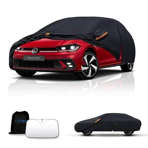 Waterproof Car Cover All-Weather, Heavy-Duty Outdoor Full Exterior Automobiles Snow Cover for Hatchback up to 163 inch with Sun Visor,Zippered & Storage Bag - Black - size: Fit Hatchback Length up to 163 inch(2M)