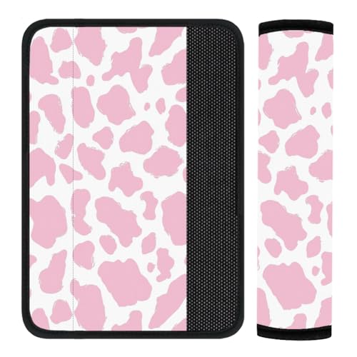 2Pcs Seat Belt Cover Pad 11 Inch Long Seat Belt Cushion Soft Comfort Shoulder Strap Protector Neck Pad Auto Accessory Decoration for Car Truck SUV Bag Backpack Pink Cow Print - color: Pink Cow Print