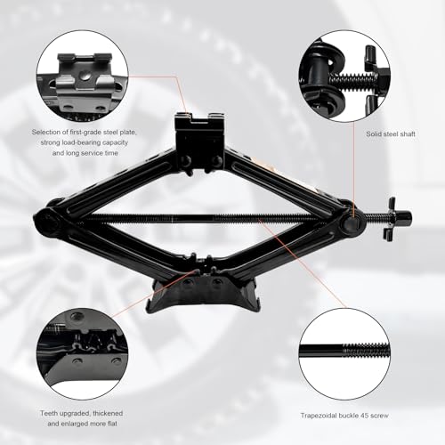 KVAEY Car Jack Kit, 2 Ton (4409 lbs) Scissor Jack Portable Tire Changing Tool with Lug Wrench, Heavy Duty Scissor Lift Jacks Universal Emergency Kit for Sedan SUV MPV, Car Accessories