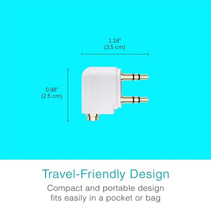 MEE Audio Connect Air in-Flight Bluetooth Wireless Audio Transmitter, with Extra Dual 3.5mm Jack AUX Adapter, for up to 2 AirPods/Other Headphones; Works with All 3.5mm Aux Jacks, White - color: White, style: Connect Air Bundle