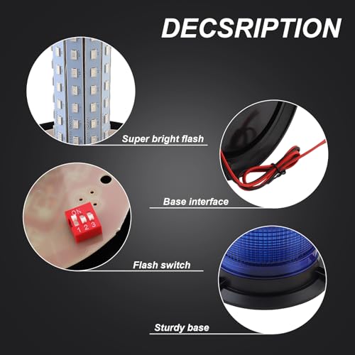 Blue Led Strobe Lights, 12-48V Warning Emergency Flashing Beacon Lights, 3 Modes Waterproof Flashing Safety Warning Lights for Trucks, Cars, Bus, Tractor, Mower, ATV, Golf Carts, UTV - color: Blue