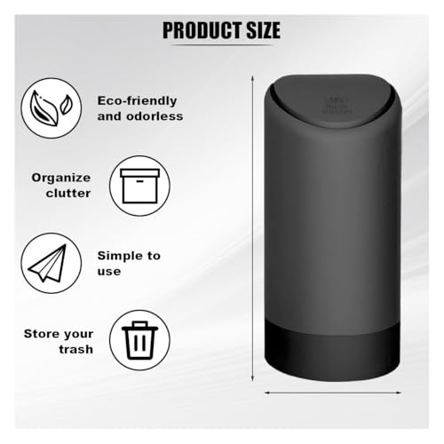 Car Cup Holder Trash Can, Garbage Container with Lid, Leakproof Organizer Dustbin Mini Silicone Garbage Can, Portable Trash Bag Rubbish Bin, Vehicle Waste Bin for Automotive, Home, Office (Black)