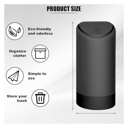 Car Cup Holder Trash Can, Garbage Container with Lid, Leakproof Organizer Dustbin Mini Silicone Garbage Can, Portable Trash Bag Rubbish Bin, Vehicle Waste Bin for Automotive, Home, Office (Black)