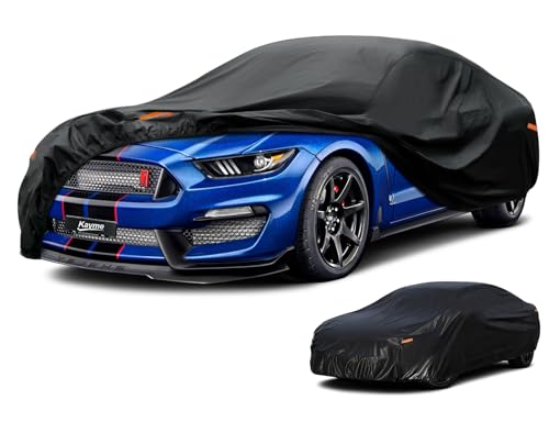 Kayme 7 Layers Car Cover Waterproof All Weather for Automobiles, Outdoor Full Coupe Cover Rain Sun UV Protection, Universal Fit for Ford Mustang, Chevy Camaro, Jaguar XK, XKR, Etc. (186-193 inch) - color: PE-Black, size: C3 Fit Coupe/Cabrio-Length (186" T