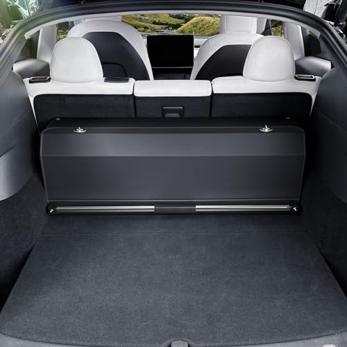 Car Trunk Organizer for 2022-2023 Tesla Model Y (5-Seater), Leather Trunk Organizer with Lid and Push-pull Handle Large Suv Storage Organizer (Black, 37.01 x 11.42 x 12.2in) - color: Black, size: 37" X 11.4" X 12.2"