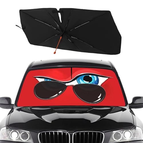 Socira Funny Eye Car Windshield Sunshade Umbrella Foldable Umbrella Sun Shade Windshield Cover Sunshade Car Accessories Blocks Uv Rays Keeps Cool (57" X 30") - color: Color-0705-10, size: 57X31 Inch