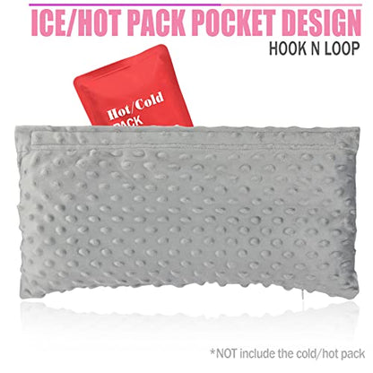 Hysterectomy Seatbelt Pillow Post Abdominal Surgery Myomectomy Pillows with Pocket for Ice/Hot Packs Breast Reduction Belly Incision Tummy Tuck C-Section Recovery Patients Gifts Minky Dot Light Gray - color: Minky Dot Light Gray