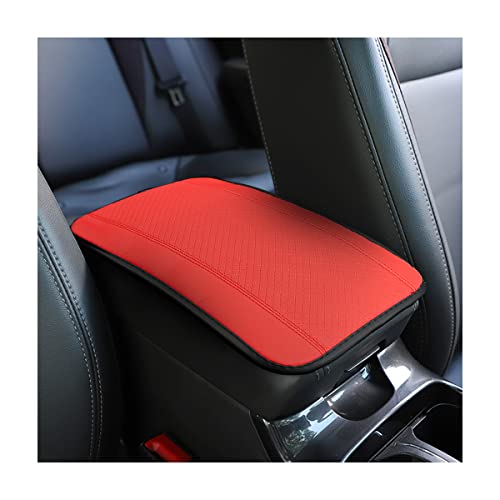 8sanlione Car Armrest Storage Box Mat, Fiber Leather Car Center Console Cover, Car Armrest Seat Box Cover Accessories Interior Protection for Most Vehicle, SUV, Truck, Car (Red) - color: Red