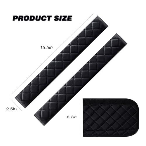 Seat Belt Cover Pad Car Accessories Car Seat Belt Pads Seatbelt Cushion Seatbelt Covers seat Belt Cover pad for Adults (2 Pack Black 15.5in)