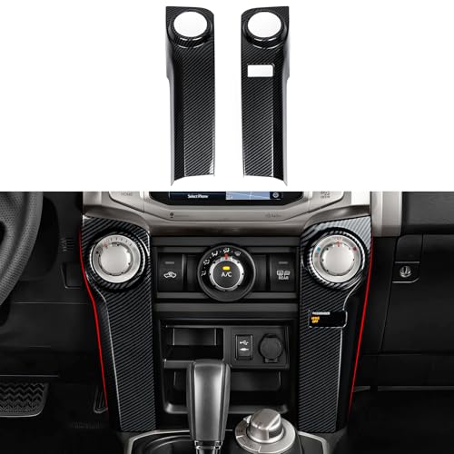 Car Air Conditioner Handle ABS Sticker Carbon Fiber Decal Cover Interior Trim Accessories for Toyota 4Runner SUV 2010-2025 Black - color: Air Conditioner Handle