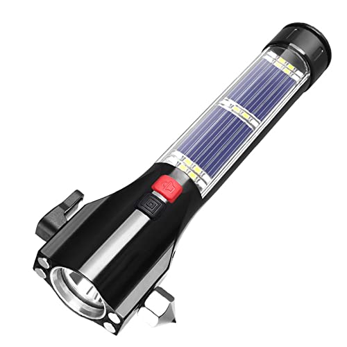 MOTORBUDDY All-in-1 Car Safety Hammer, Multi-Function Emergency Escape Hammer with Window Breaker and Seatbelt Cutter, Mobile Power, LED Flashlight, Alarm Rescue, Strobe SOS Beacon - color: Metallic
