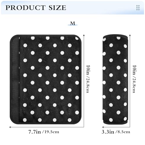 Bolaz Black Polka Dots Car Seat Strap Pads Seatbelt Covers Cushion Shoulder Strap Pads for Adults Soft 2Pcs - color: Black Polka Dots, size: Small