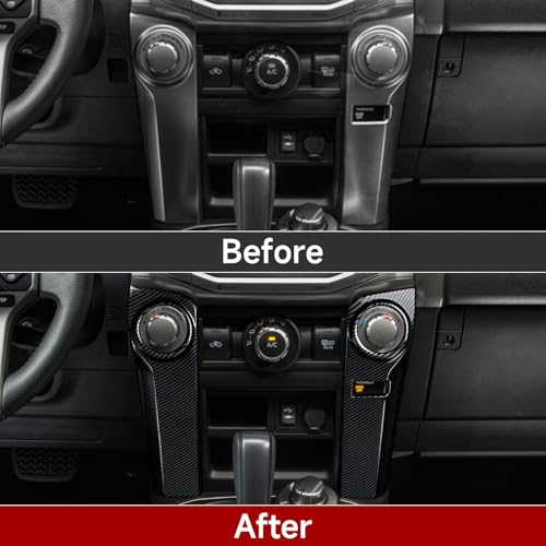 Car Air Conditioner Handle ABS Sticker Carbon Fiber Decal Cover Interior Trim Accessories for Toyota 4Runner SUV 2010-2025 Black - color: Air Conditioner Handle